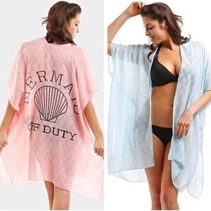 “Off Duty Mermaid” Swim Cover Up/ Kimono-Pink or Blue-NWT